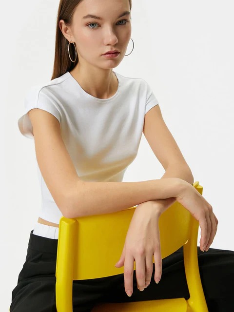 Slim Fit Düz Renk Tişört 2
